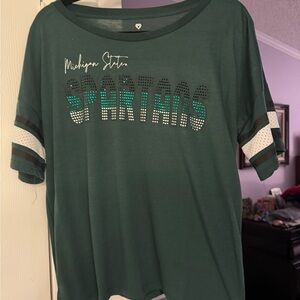 Women's Green Spartans Short Sleeve Tee